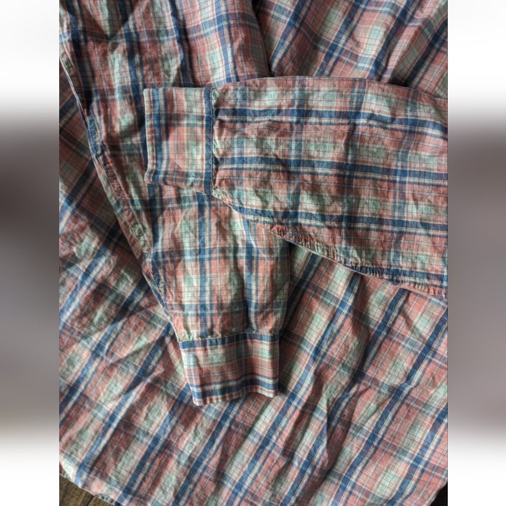 Southern Tide Mens Classic Fit XL Orange & Blue Plaid Button Down Long Sleeve. - Picture 11 of 12